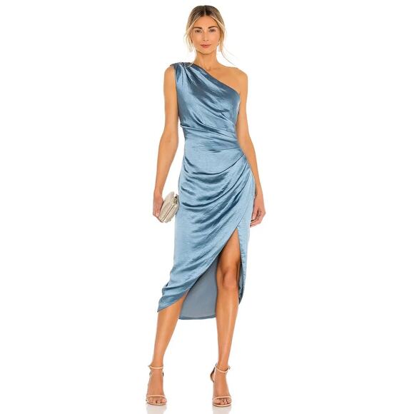 ELLIATT Women's Cadet Blue One Shoulder Cassini Dress Size Small NEW - Picture 1 of 10